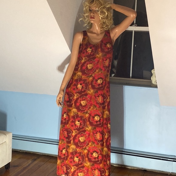 💯 SILK MAXI DRESS by AUGUST SILK. FULLY LINED RED FLORAL  Size 10 - Picture 13 of 13